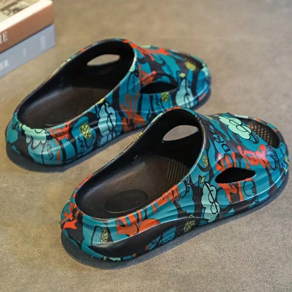 Unisex Trendy Street Style Open Toe Breathable Slippers,  Non Slip Casual Sole.